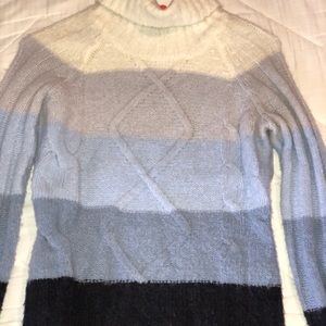 Purple and blue turtlenecked sweater